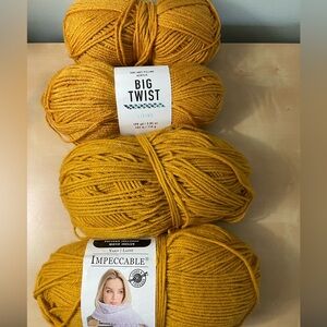 Loops and Threads Impeccable Mustard Yellow Yarn Bundle 4 skeins Yarn destash